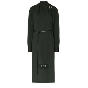 BOTTEGA VENETA 34 Belted
Embellished Wool Wrap Dress In Dark Green